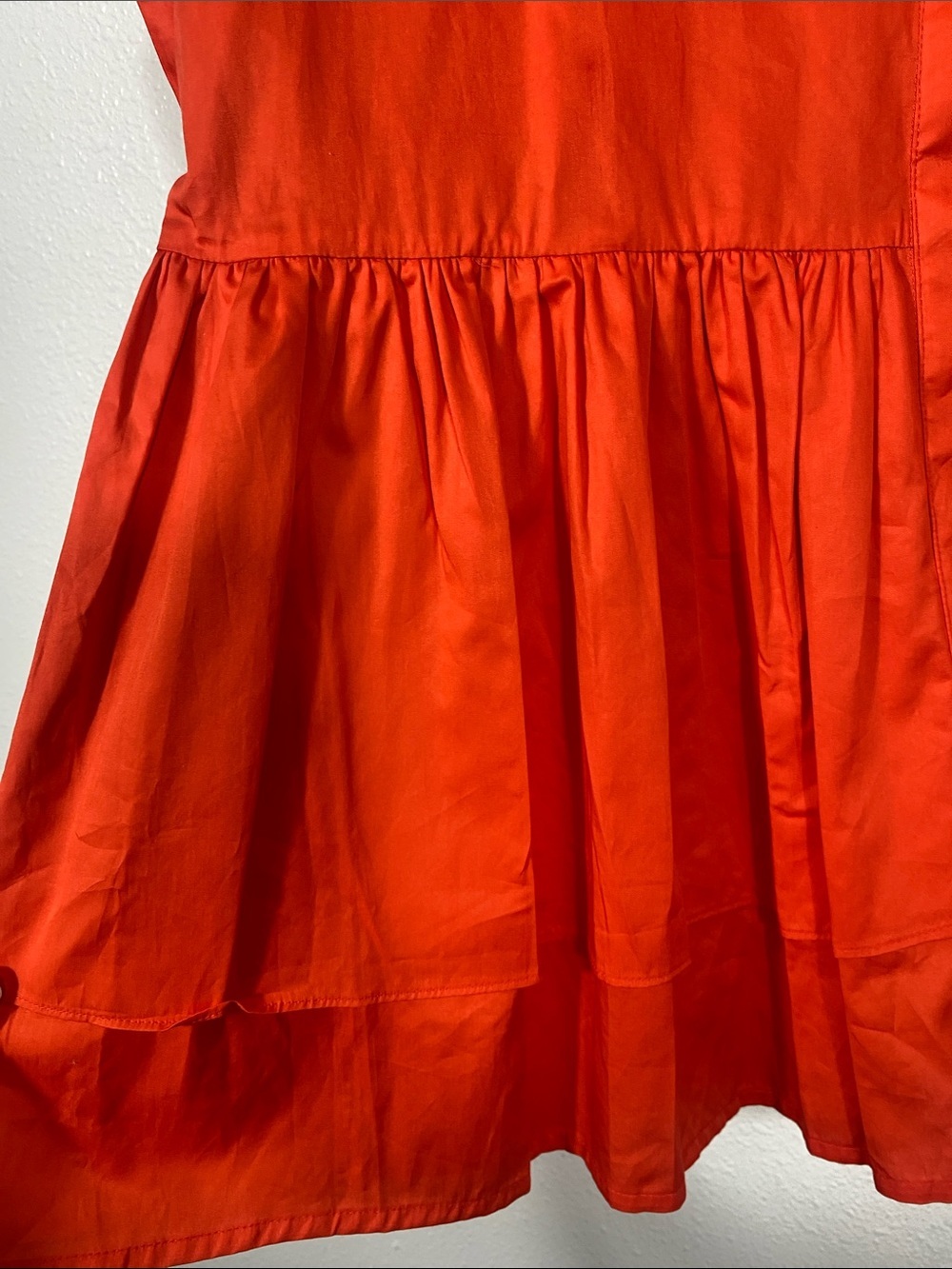 Harshman Tie-Neck Tiered Mini Dress in Vibrant Orange Size S 100% Cotton - Picture 5 of 16
